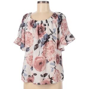 Like New, Women’s Sienna Sky Blouse, Size L,39”C, 32”L, Short Sleeve, Mauve